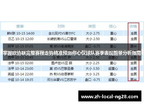 掌握欧协联完整赛程走势精准预测你心仪球队赛季表现前景分析指南